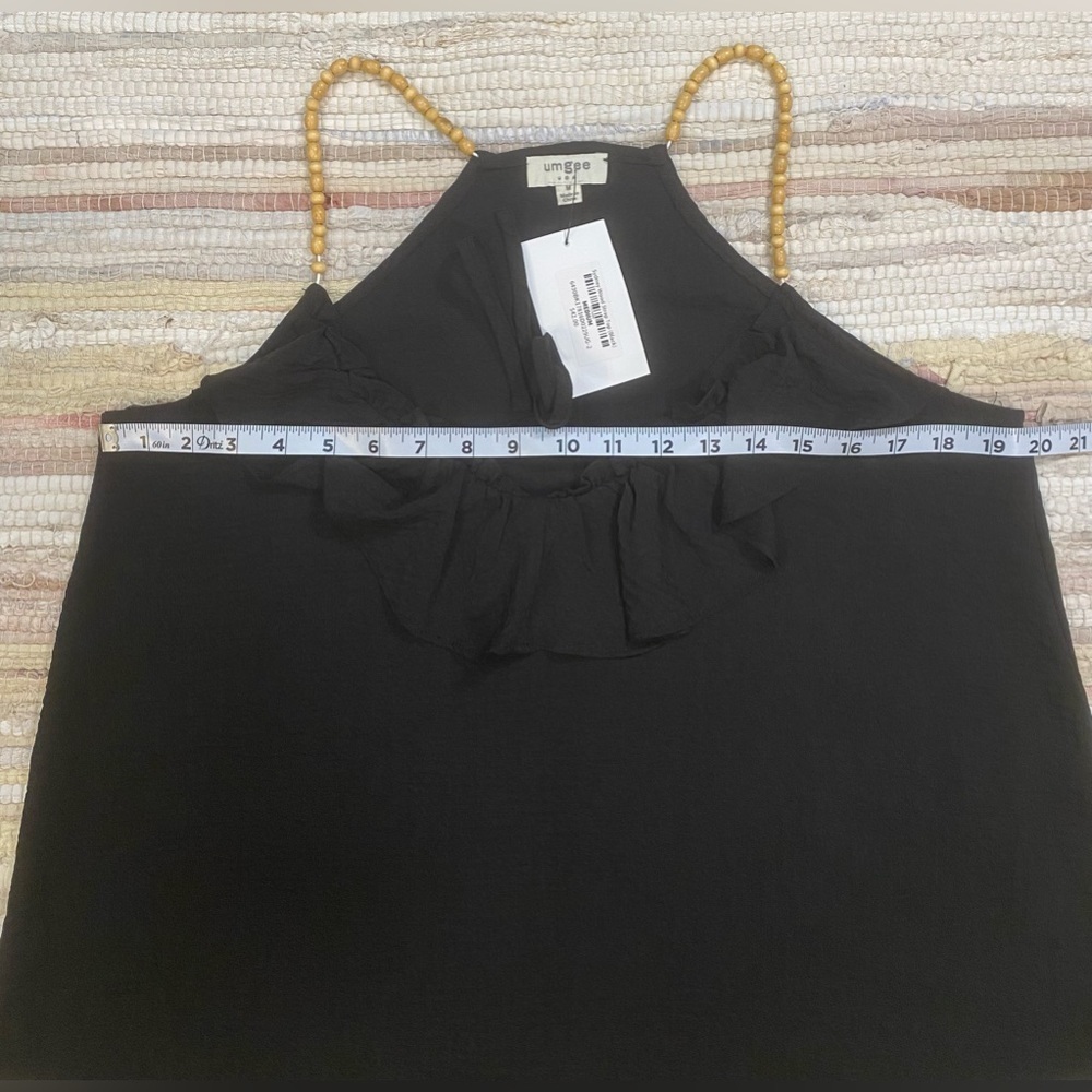 Umgee Black Beaded-Strap Linen-Blend Swing Tank NWT Size M - Picture 5 of 9